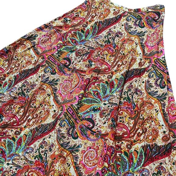 VTG Y2K Coldwater Creek Orange Multicolor Sequin Paisley Cotton Maxi Skirt S - Picture 2 of 7